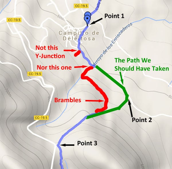 Map of the starting section of The Walk by Goat Horn River