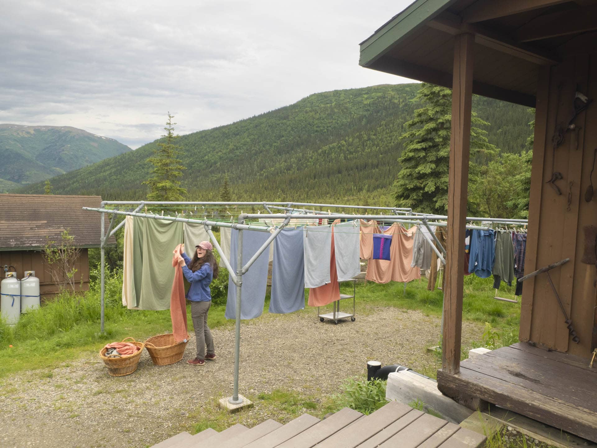 Denali Camp hanging clothes to dry